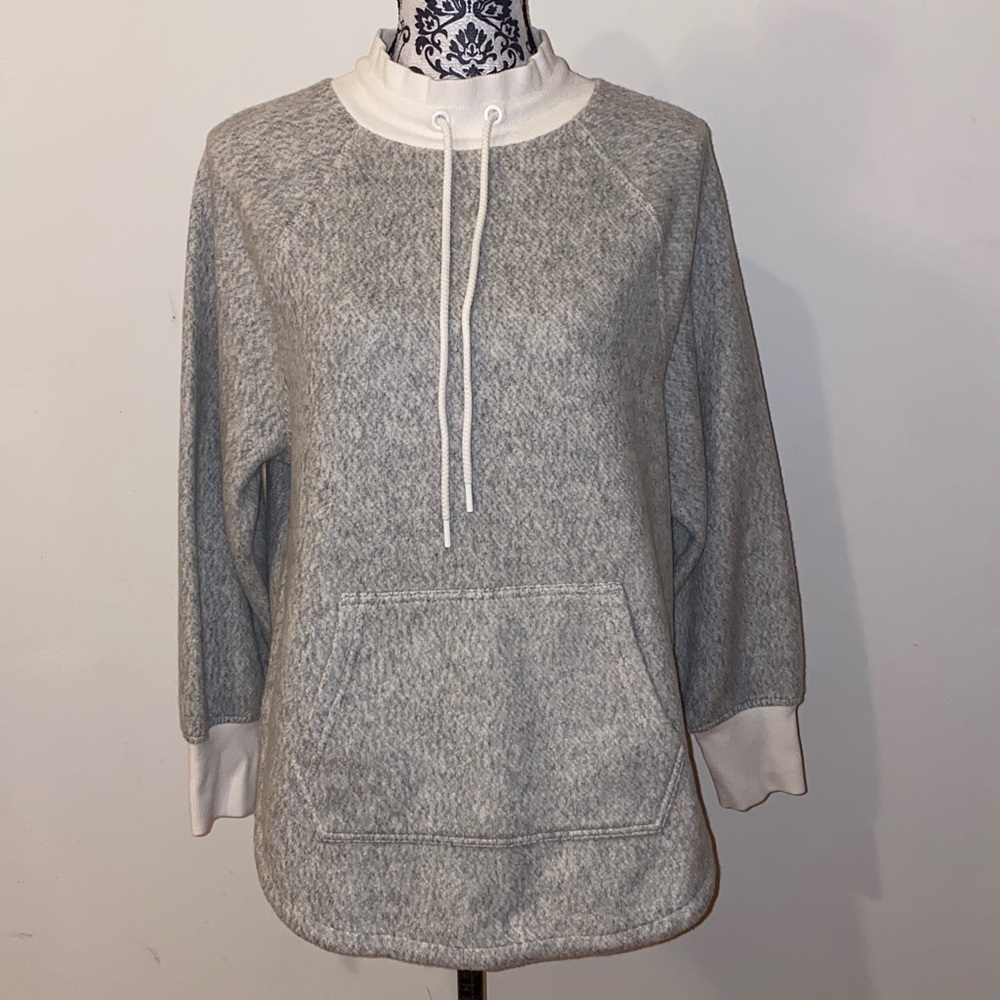 Lou & Grey Soft Knit Pullover in Gray & Cream Size XXS Oversized - Picture 2 of 13